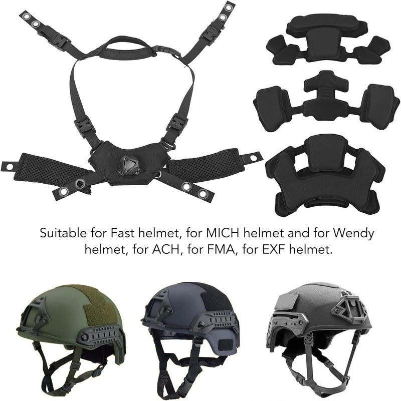 Sunicon Helmet Dial Suspension System Chin Strap Helmet Padding Kit with Bolts and Screws for Fast for MICH for Wendy Helmet (Black Sponge), Suniconxe6dtwm24y-13 - Image 2